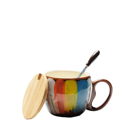 Handmade Ceramic Cup with Lid Spoon