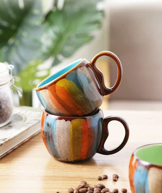 Handmade Ceramic Cup with Lid Spoon