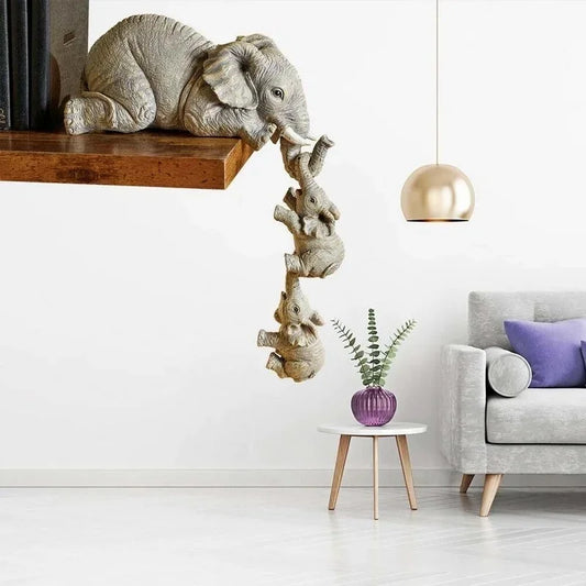 Elephant Family Resin Figurines (3 pcs)