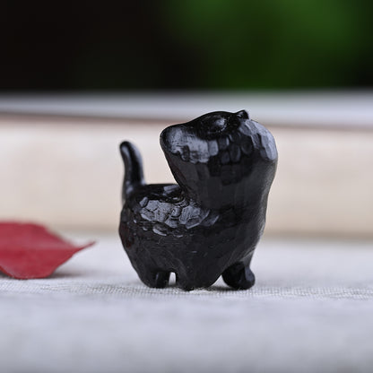 Curious Cat Carving, Guaiac wood/ Rosewood 😻