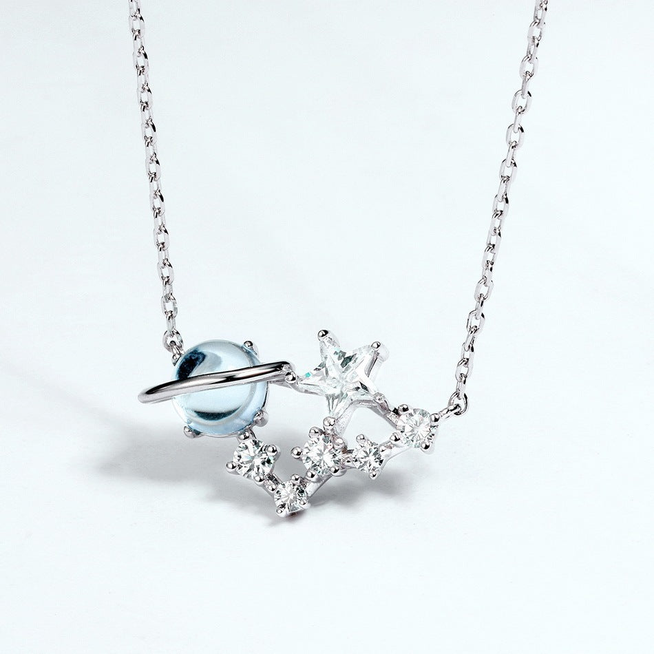 Zirconium Planet White Star Necklace