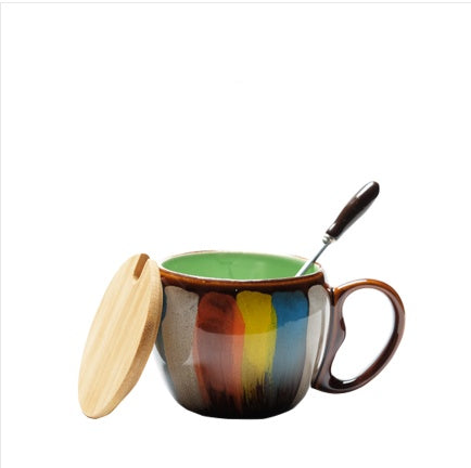 Handmade Ceramic Cup with Lid Spoon