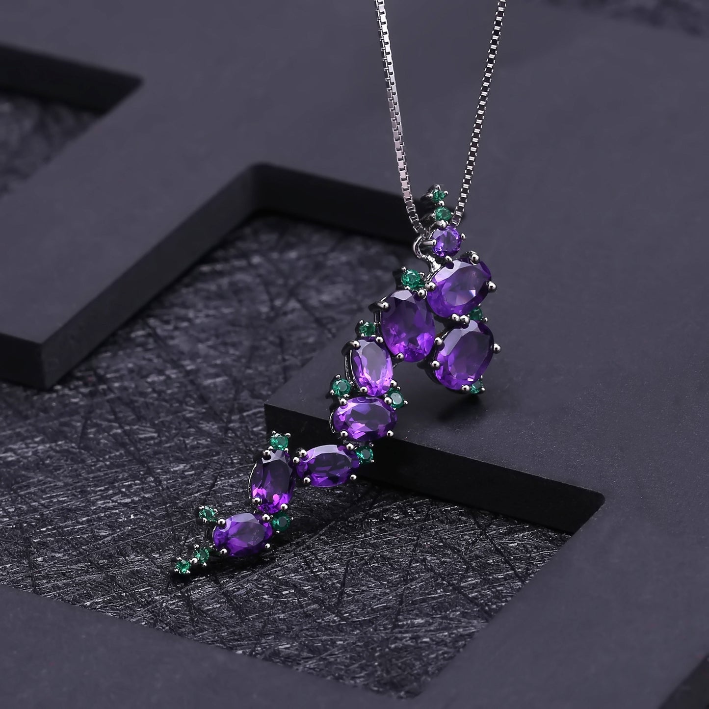 Handmade Silver Inlaid Jewelry with Exaggerated Amethyst