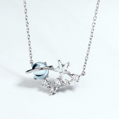 Zirconium Planet White Star Necklace