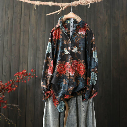 Loose Artistic Floral Shirt