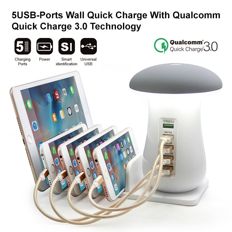 Mushroom LED Lamp Multi-USB Charger 🍄💡
