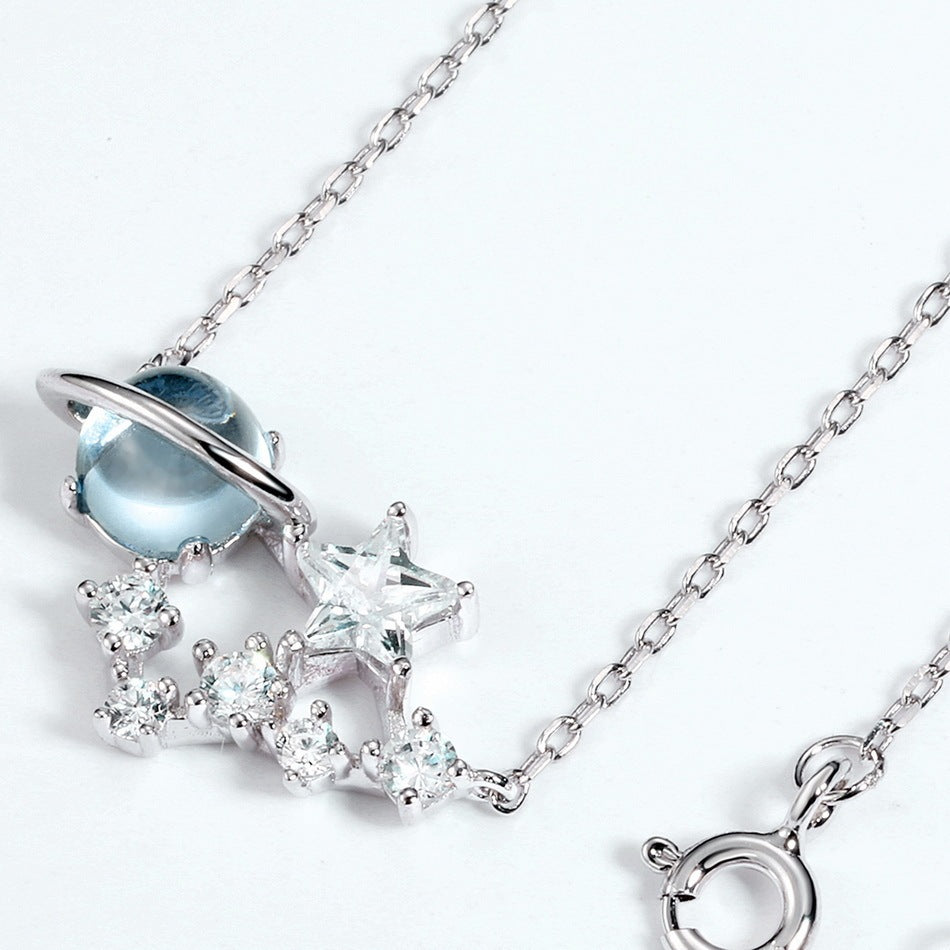 Zirconium Planet White Star Necklace