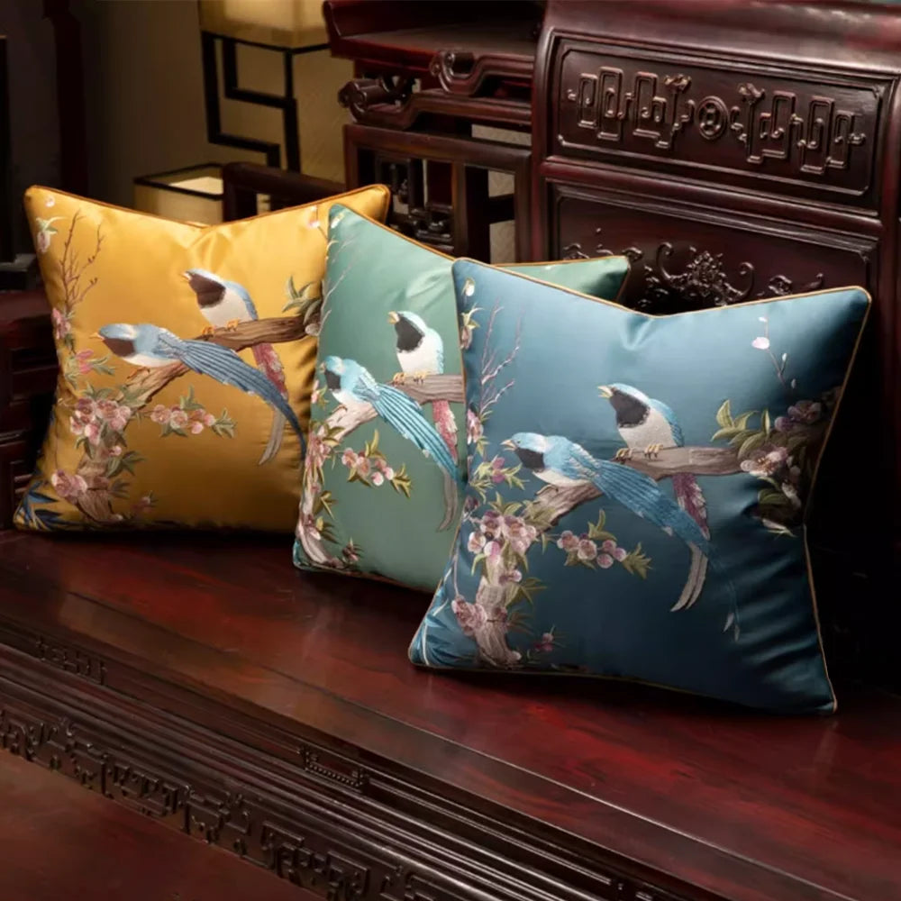 Luxurious Embroidered Cuckoo Pillow Case