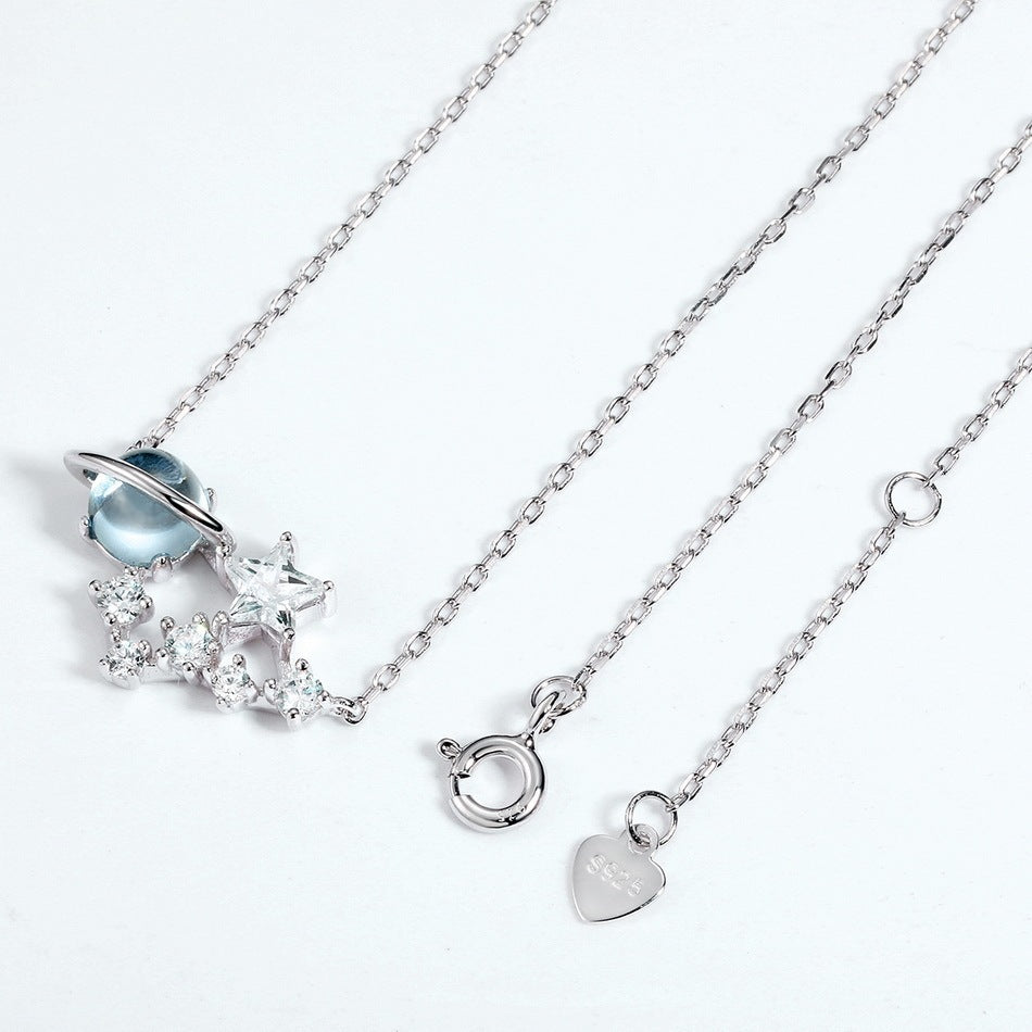 Zirconium Planet White Star Necklace