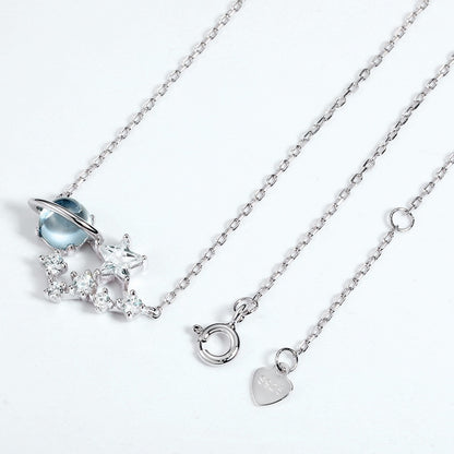 Zirconium Planet White Star Necklace