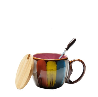 Handmade Ceramic Cup with Lid Spoon