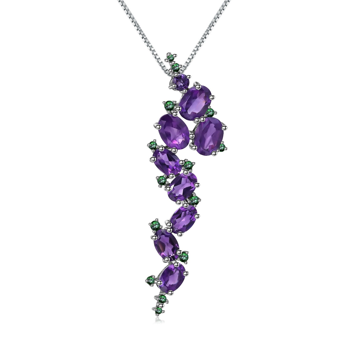Handmade Silver Inlaid Jewelry with Exaggerated Amethyst