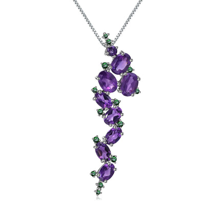 Handmade Silver Inlaid Jewelry with Exaggerated Amethyst
