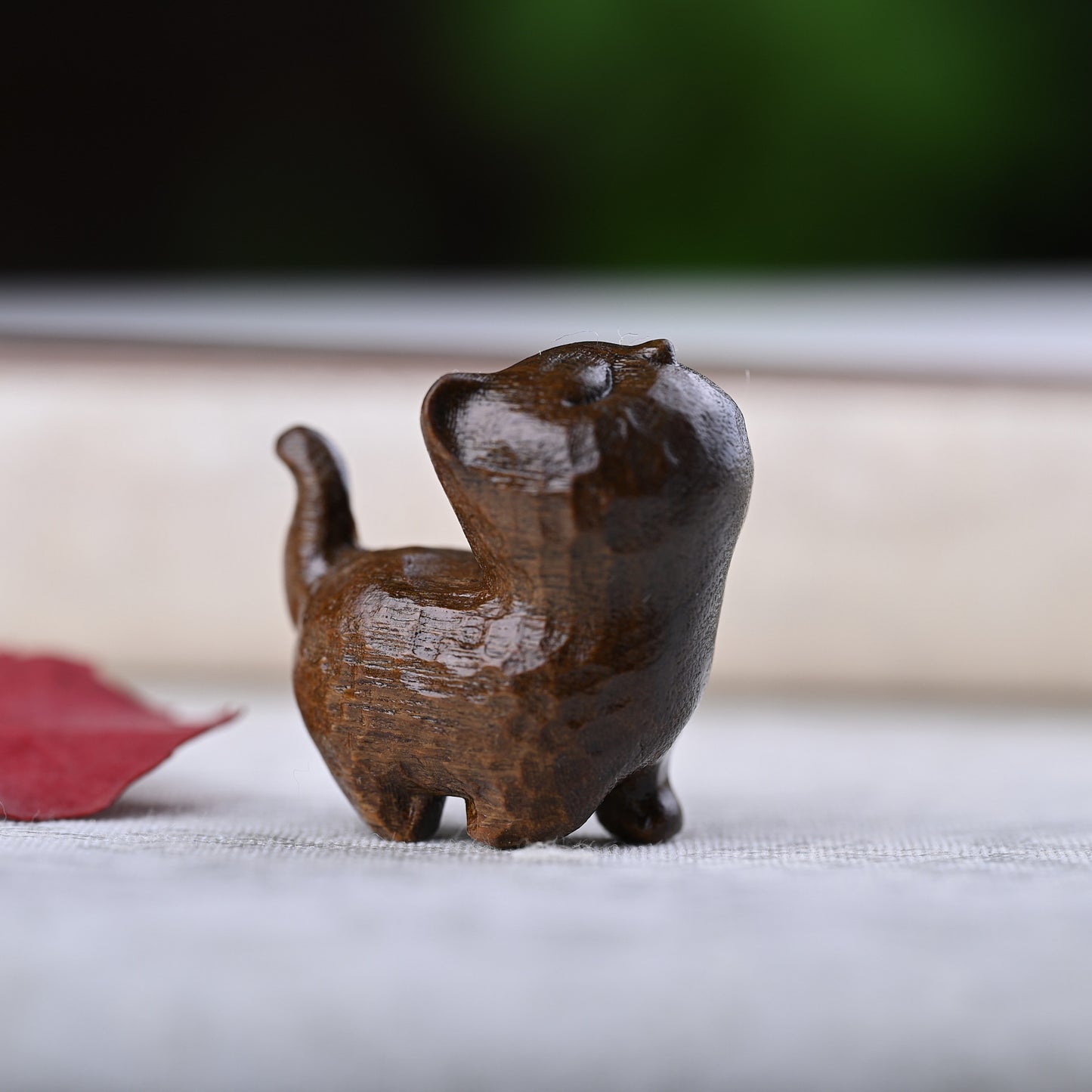 Curious Cat Carving, Guaiac wood/ Rosewood 😻
