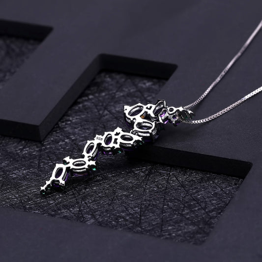 Handmade Silver Inlaid Jewelry with Exaggerated Amethyst
