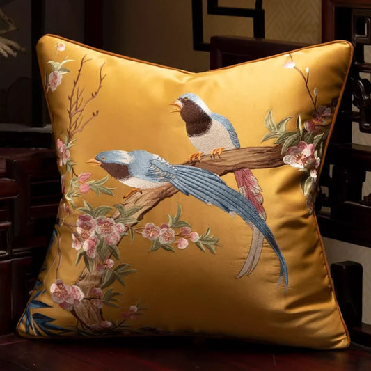 Luxurious Embroidered Cuckoo Pillow Case