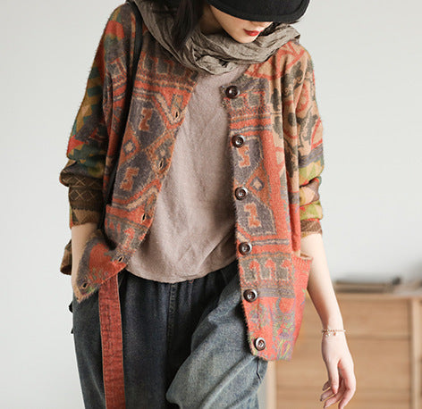 Colorful Geometry Long Sleeve Sweater
