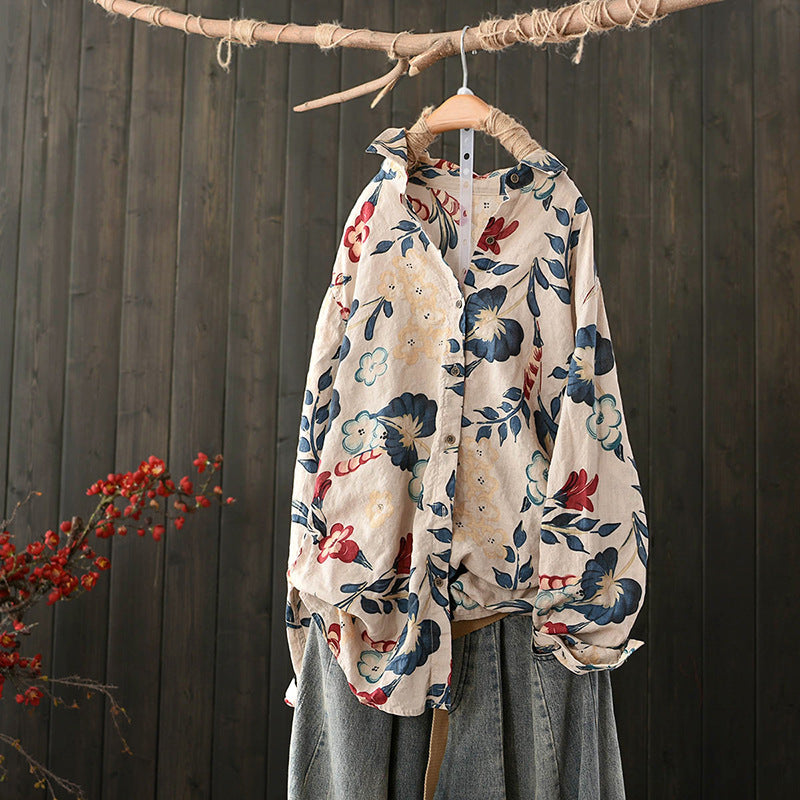 Loose Artistic Floral Shirt