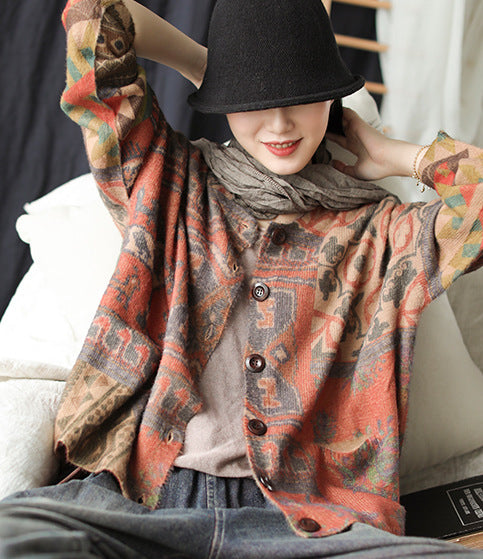 Colorful Geometry Long Sleeve Sweater