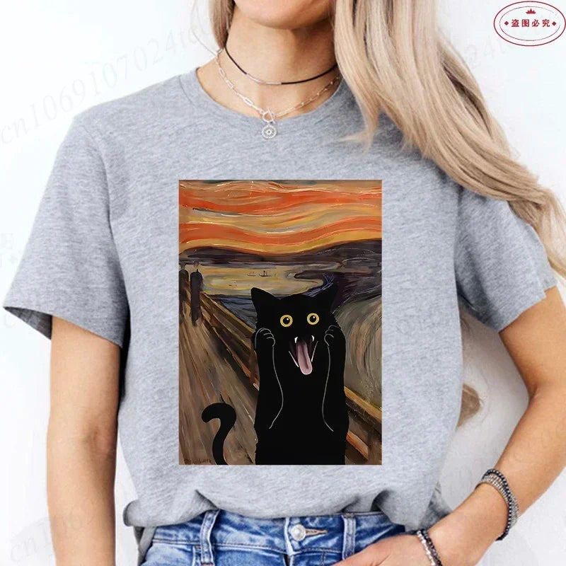 Cat "The Scream" 100% Cotton T-Shirt