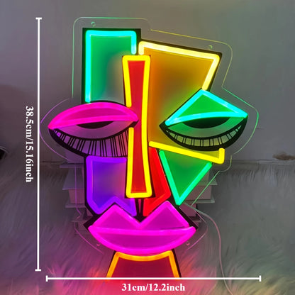 Abstract Face Neon Decor
