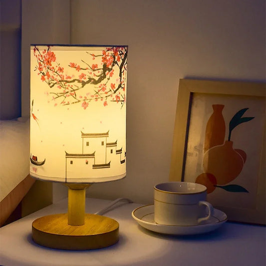Plum Blossoms Textile Lampshades