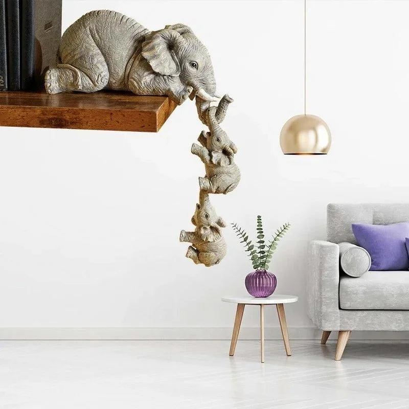 Elephant Family Resin Figurines (3 pcs)