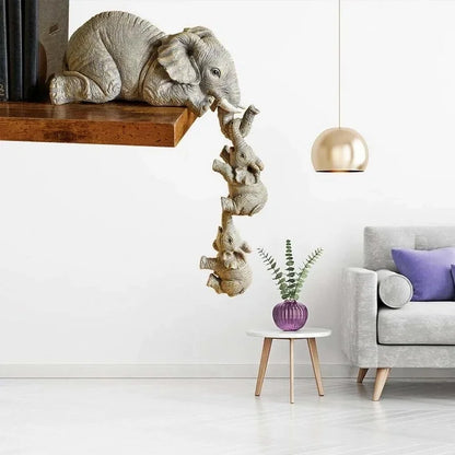 Elephant Family Resin Figurines (3 pcs)