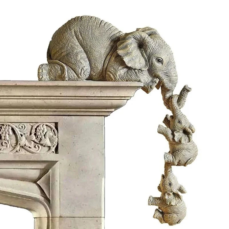 Elephant Family Resin Figurines (3 pcs)
