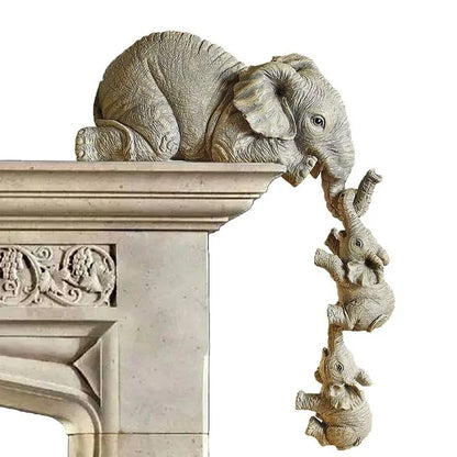Elephant Family Resin Figurines (3 pcs)