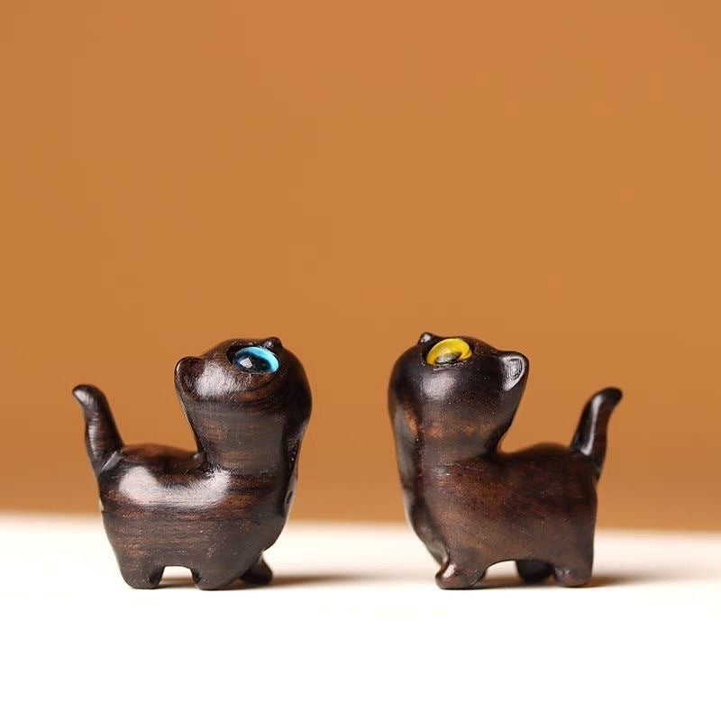 Curious Cat Carving, Guaiac wood/ Rosewood 😻