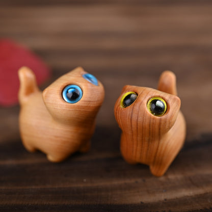 Curious Cat Carving, Guaiac wood/ Rosewood 😻