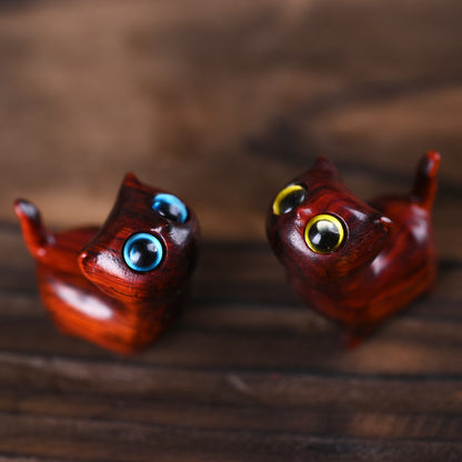 Curious Cat Carving, Guaiac wood/ Rosewood 😻