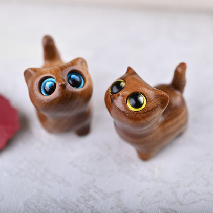 Curious Cat Carving, Guaiac wood/ Rosewood 😻